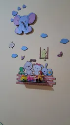 شلف دیواری اتاق کودک باروچین مدل دیوار حیوانات کد sh-24