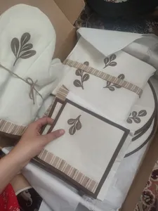 تجریه خرید ست لوازم پارچه ای آشپزخانه 10 تکه مدل برگ