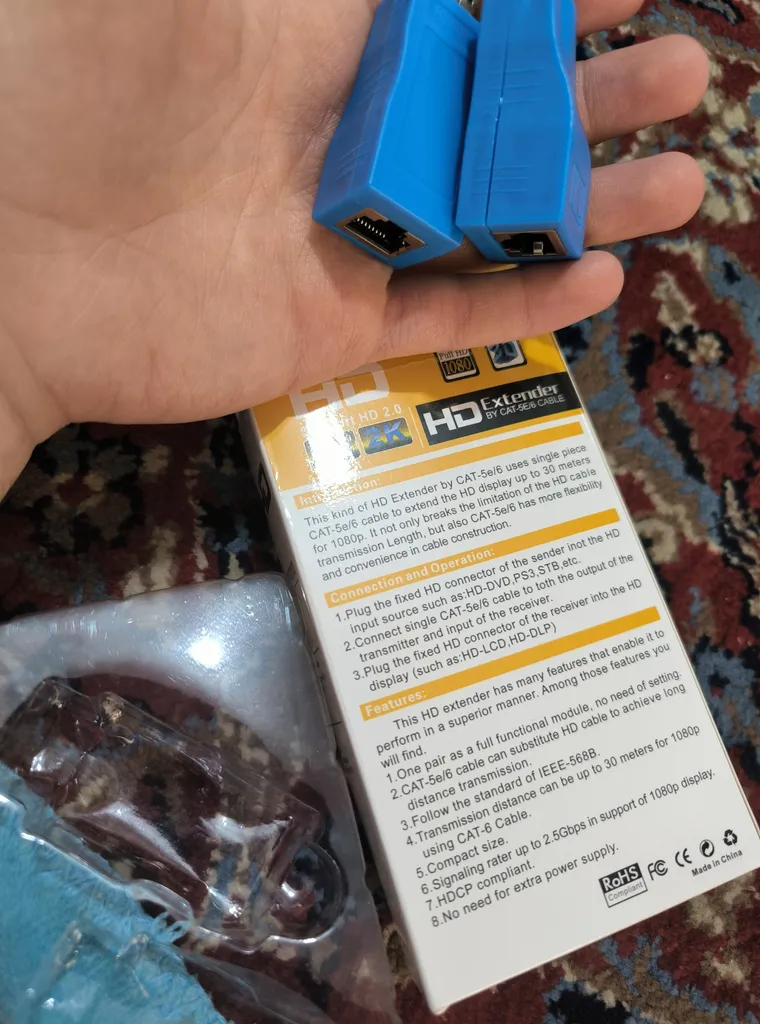 مبدل افزایش طول HDMI مدل HPK-30M بسته 2 عددی