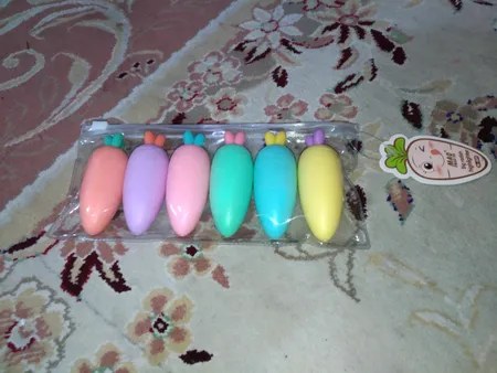 ماژیک علامت گذار مدل پاستلی طرح هویج بسته 6 عددی