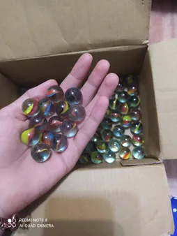 تیله شیشه ای مداد چوبی مدل چند رنگ بسته 100 عددی