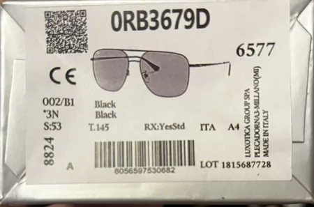 عینک آفتابی ری بن مدل RB3679d-002/B1
