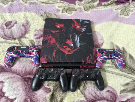 برچسب پلی استیشن 4 اسلیم توییجین وموییجین مدل  wolf 01 مجموعه 14 عددی