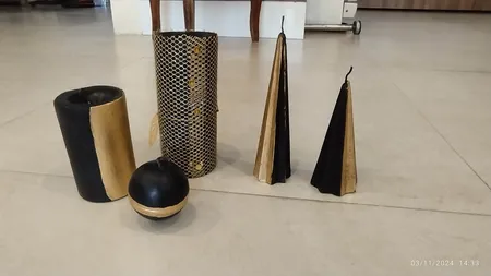 شمع دست ساز مدل استوانه y55 مجموعه 5 عددی