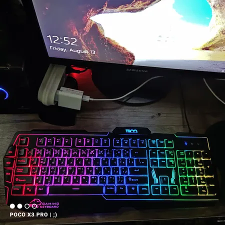 کیبورد گیمینگ تسکو مدل TK 8121، سوییچ ممبران، Full-Size، نورپردازی LED RGB