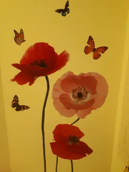 استیکر دیواری سه بعدی ژیوار مدل Red and Pink Anemones