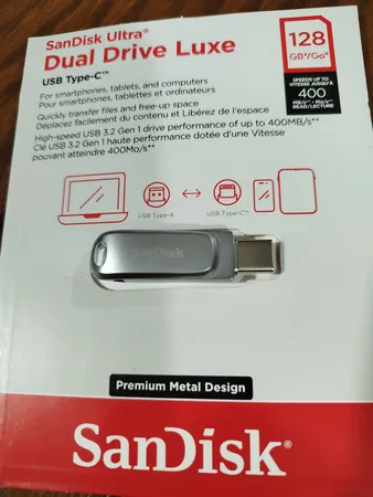 فلش مموری سن دیسک مدل Ultra dual drive luxe ظرفیت 128 گیگابایت