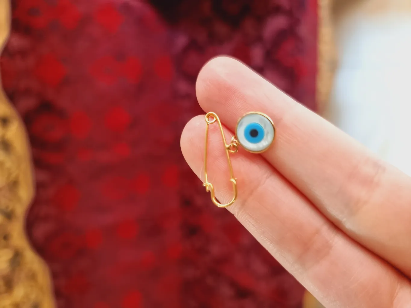 سنجاق سینه طلا 18 عیار دخترانه و پسرانه مایا ماهک مدل MP0034 طرح چشم نظر