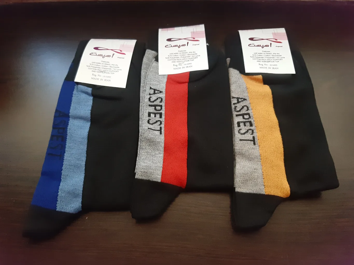 جوراب ساق بلند مردانه اسپست مدل ASP-XSH-VRTAA1 مجموعه 3 عددی