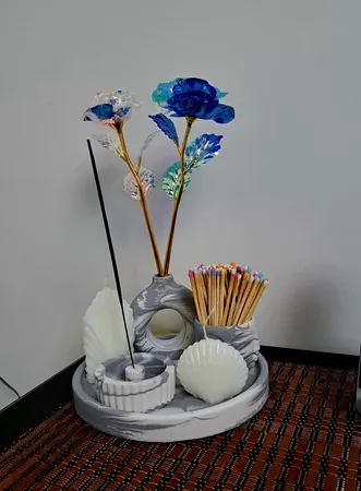 ست 6 تکه جاعودی و گلدان بتنی طرح دونات کد C07