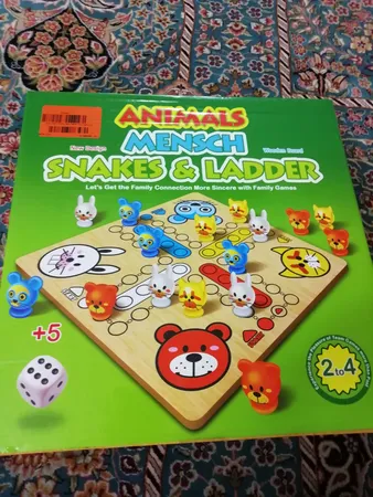 بازی منچ و مارپله تخته چوبی مدل Animals