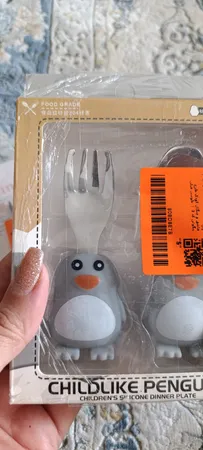 قاشق و چنگال کودک طرح پنگوئن کد 2