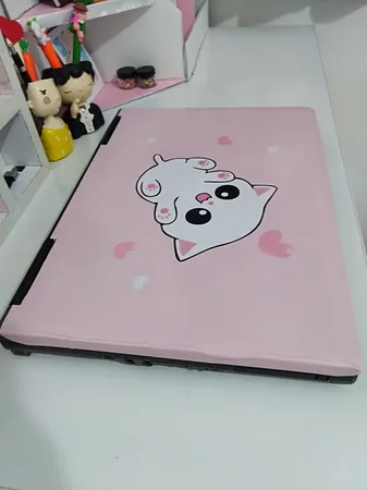 استیکر لپ تاپ مدل cute cat 02 مناسب برای لپ تاپ 15 تا 17 اینچ به همراه برچسب حروف فارسی کیبورد