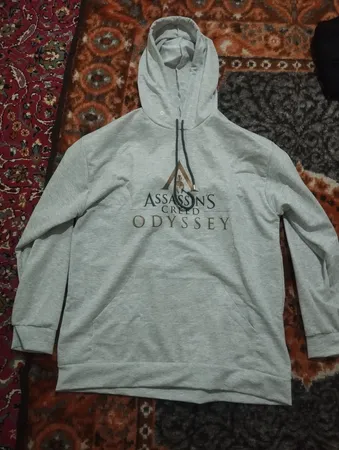 هودی مردانه طرح Assassins کد S436 رنگ طوسی