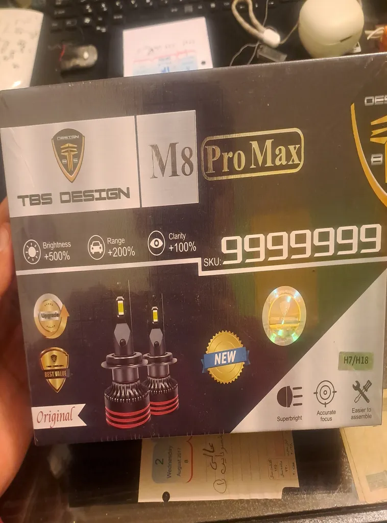 هدلایت تی بی اس دیزاین مدل M8 Pro Max پایه H7 بسته 2 عددی