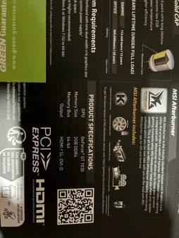 کارت گرافیک ام اس آی مدل GeForce GT 1030 AERO ITX 2G OC