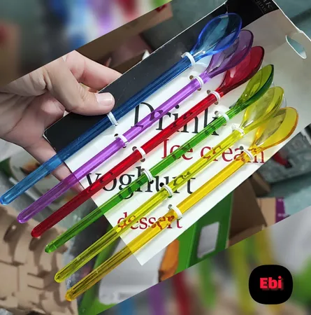 قاشق شربت خوری مد رنگینک مجموعه 6 عددی