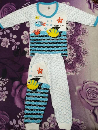ست تی شرت و شلوار نوزادی طرح ماهی