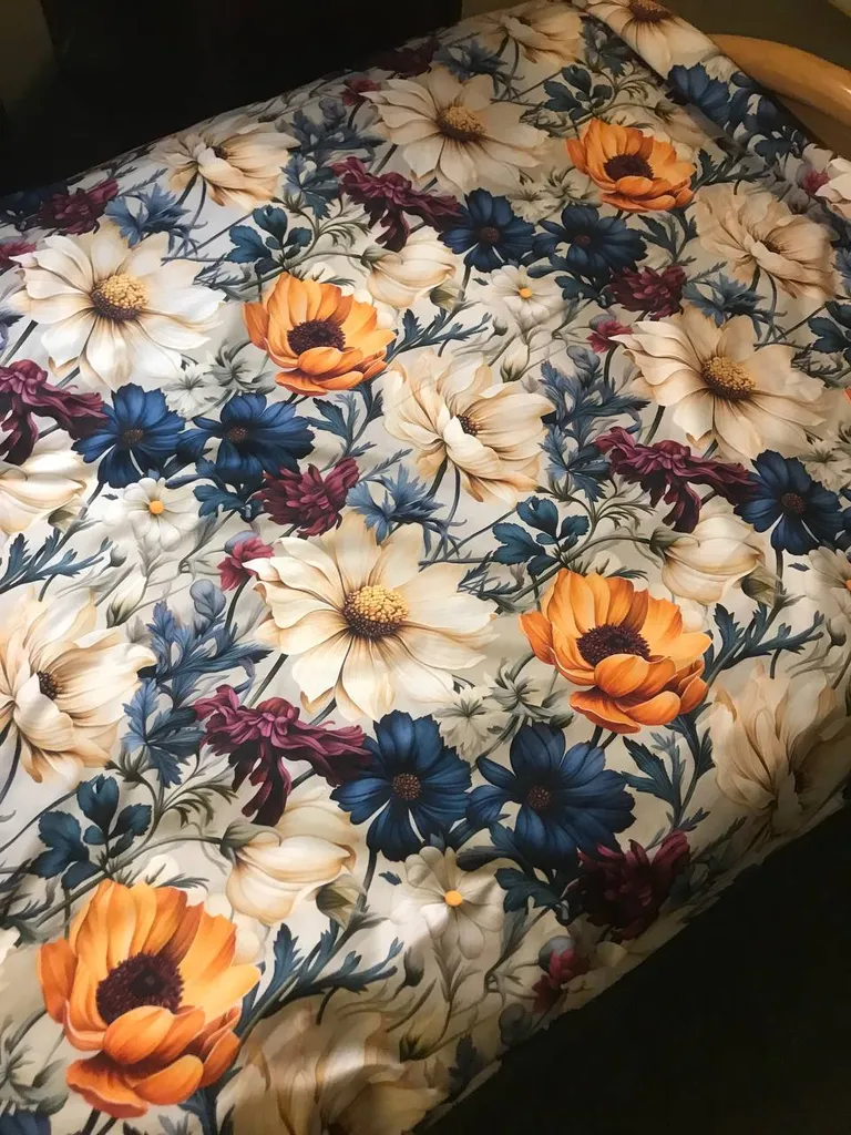 پارچه ملحفه پارچه باما مدل مخمل طرح گل فانتزی  کد 5012105