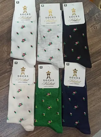 جوراب ساق بلند زنانه پاریز مدل شکوفه کد 1610 بسته  6 عددی