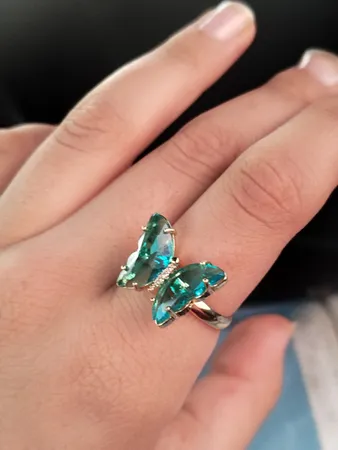 انگشتر دخترانه مدل پروانه کریستالی 148 رنگ آبی