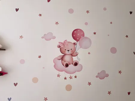 استیکر دیواری کودک راتیانا مدل girly bear بسته 16 عددی