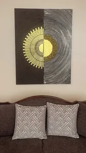 تجریه خرید تابلو نقاشی برجسته ورق طلا طرح خورشید و ماه کد ۶۷۸۸