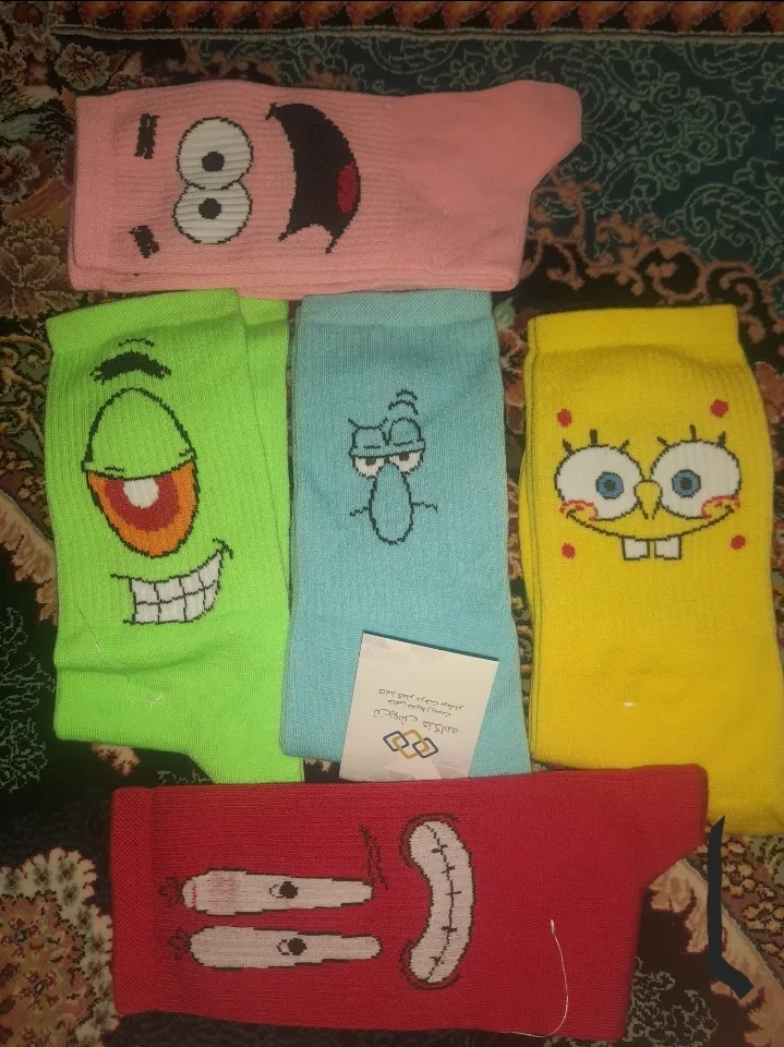 جوراب زنانه تن پوش هنگامه مدل باب اسفنجی مجموعه 5 عددی