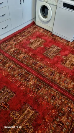 فرش ماشینی بزرگمهر طرح بلوچی کد78005 زمینه لاکی