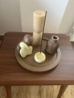 ست 5 تکه جاشمعی و گلدان بتنی طرح عشق مدل MD044