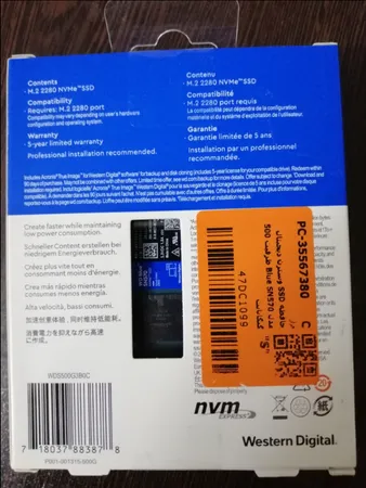 حافظه SSD وسترن دیجیتال مدل Blue SN570 ظرفیت 500 گیگابایت
