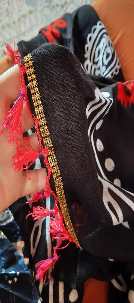 روسری دست دوز زنانه مدل گلونی منگوله دار