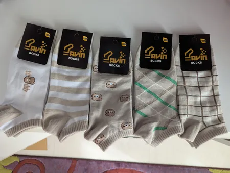 جوراب زنانه مدل خرسی مجموعه 5 عددی