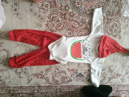 ست 3 تکه لباس نوزادی طرح هندوانه مدل 124