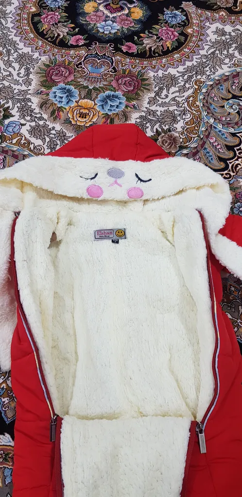 سرهمی نوزادی مدل خرگوش کد 2034-2 رنگ قرمز