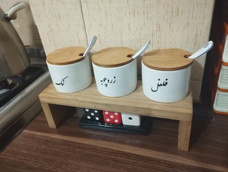 بانکه مدل سرامیکی درب چوبی مجموعه 3 عددی