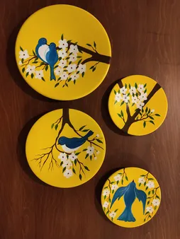 بشقاب دیوارکوب سفالی کد D1-A مجموعه 4 عددی