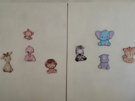 استیکر چوبی کودک باروچین مدل حیوانات آبرنگی کد 1334 مجموعه 8 عددی