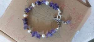 تجریه خرید دستبند دست‌ساز زنانه مدل سنگ آمیتیست کد 1333