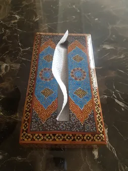 جعبه دستمال کاغذی خاتم کاری طرح تذهیب کد GHA-002