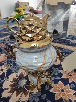 سماور گازی مدل a2 عدسی سفیدمات گنجایش 4 لیتر