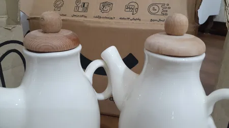 ظرف روغن مدل سرامیکی درب چوبی