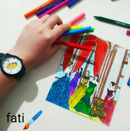 ساعت مچی عقربه ای زنانه و مردانه والار طرح نقاش کد LF2348