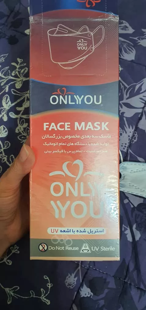 ماسک تنفسی اونلی یو مدل سه بعدی Blu-H 514 بسته 25 عددی