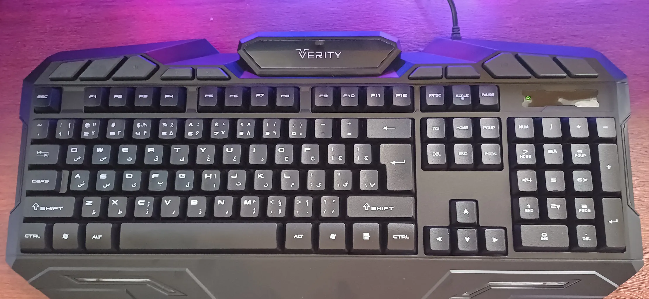 کیبورد و ماوس گیمینگ وریتی مدل V-KB6126GCW، سوییچ ممبران، Full-Size، نورپردازی LED RGB