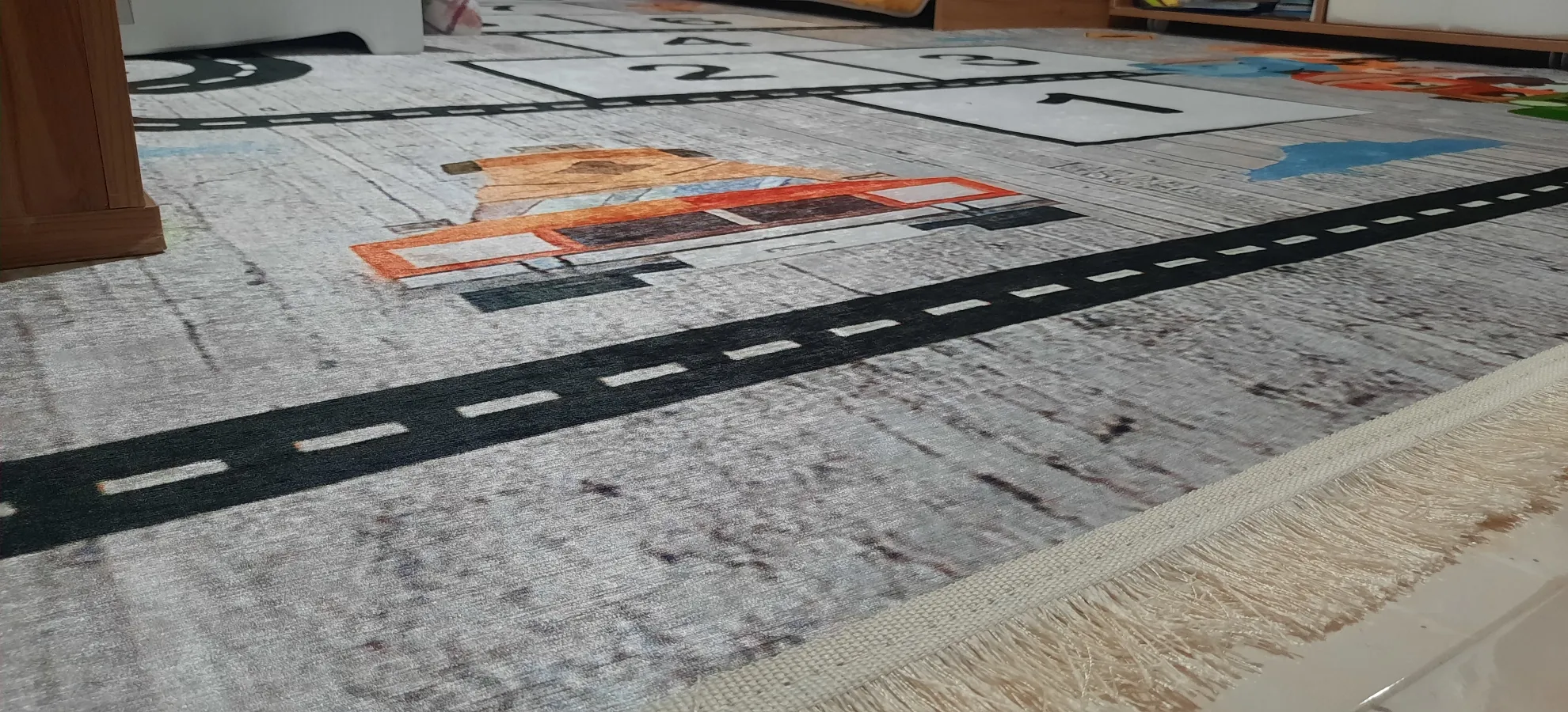 فرش پارچه‌ای دفه مدل فرشینه هازان مخمل طرح فانتزی کد 3075