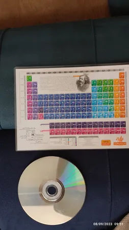 پوستر آموزشی نارنجی طرح جدول تناوبی مندلیف مدل D4 سایز A5