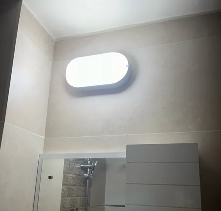 چراغ حمام دیواری پرتو درخشان مدل واترپروف IP65 طرح روکار بیضی