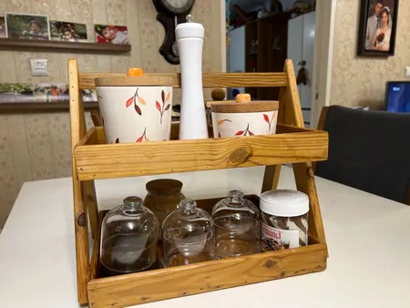 شلف رومیزی مدل دو طبقه چوبی کد 053