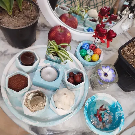 مجموعه ظروف هفت سین 8 پارچه طرح سنگ مدل افرا